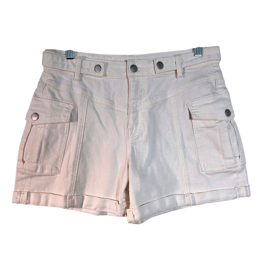 Vigoss Jeans Denim Utility Cargo Shorts‎ High Rise Stitched Cuff Boho Western